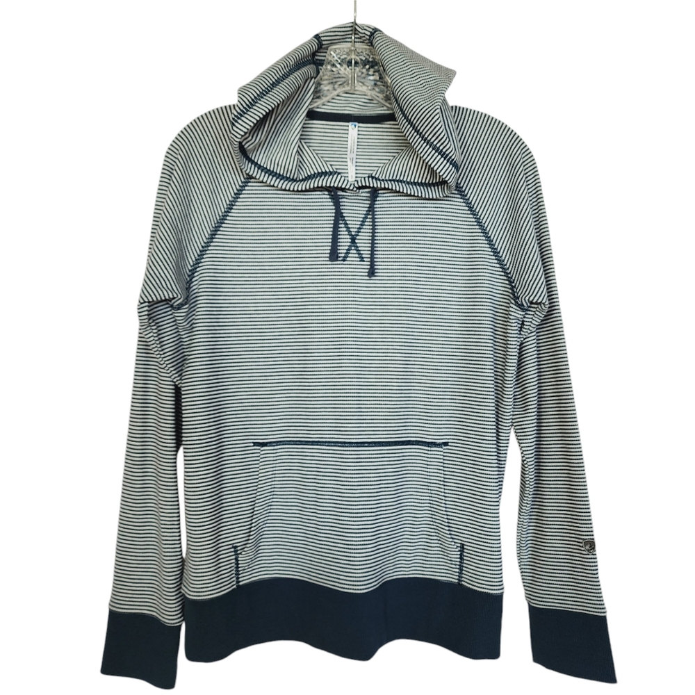 Kuhl Sz S Pullover Hooded Striped Base Layer Sweater Top.
